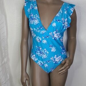 Cupshe Blue and White Floral Bodysuit One Piece